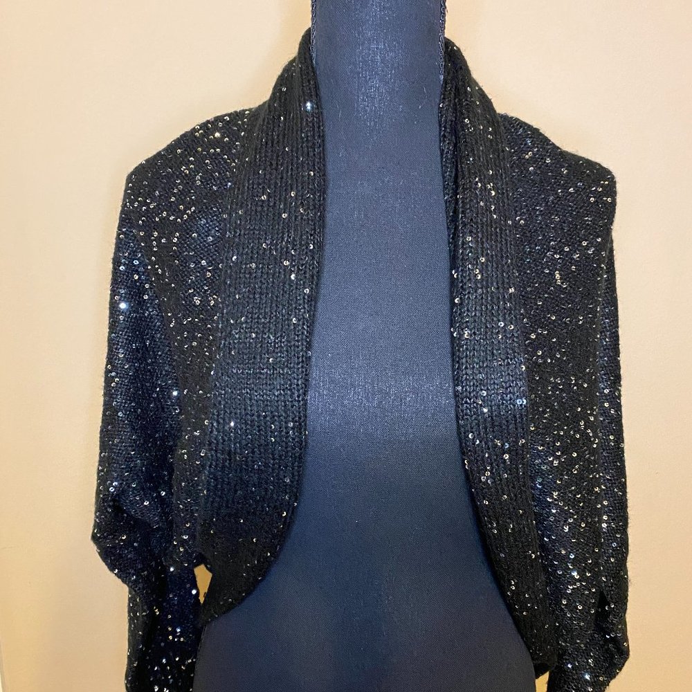 Black and Silver Sparkly Shrug Sweater